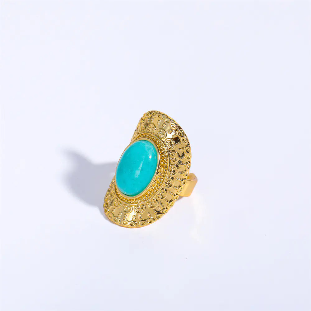 Boho Chic Natural Stone Adjustable Ring
