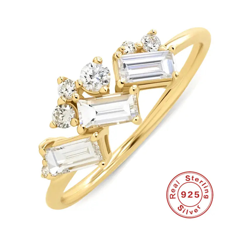 S925 Sterling Silver Luxury Diamond Crystal Ring