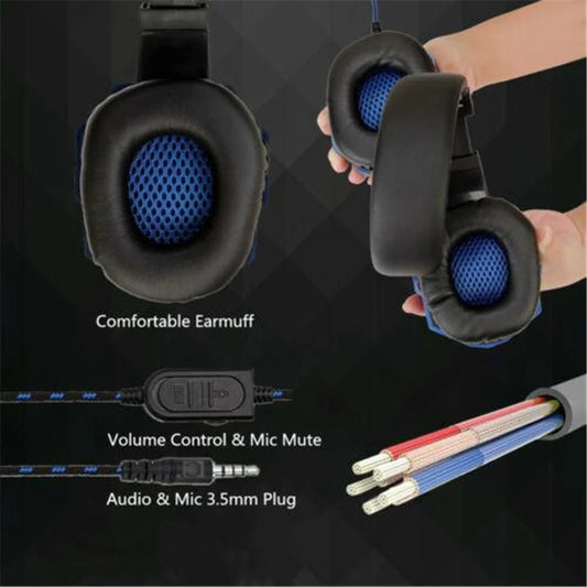 NNEOBA Wired Gaming Headset with Noise Cancelling Microphone(Blue)