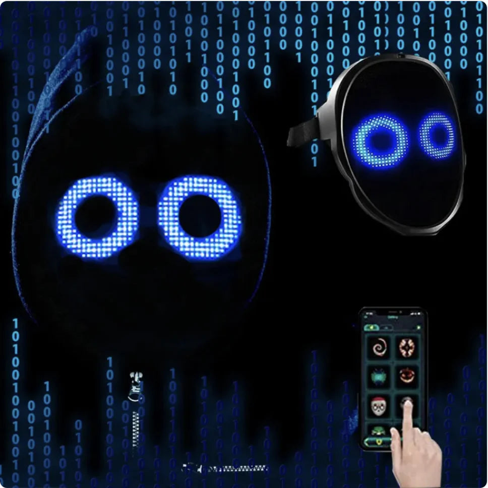 LED Face-Changing Halloween Mask – Full-Color Luminous Party Mask for Festivals & Events