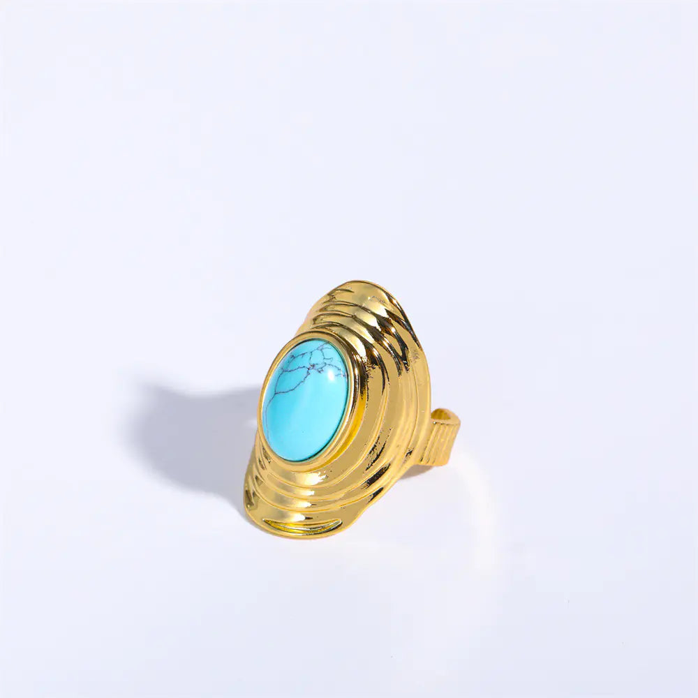 Boho Chic Natural Stone Adjustable Ring