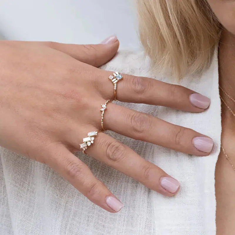 S925 Sterling Silver Luxury Diamond Crystal Ring