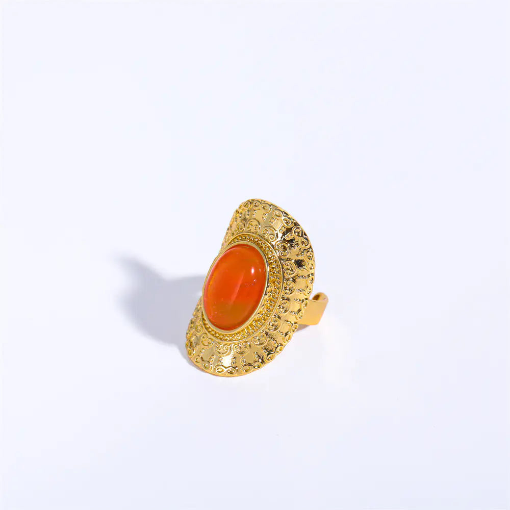 Boho Chic Natural Stone Adjustable Ring